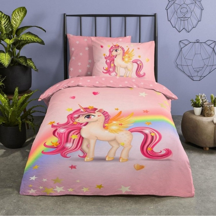 Good Morning kinderdekbedovertrek Unicorn rainbow - katoen