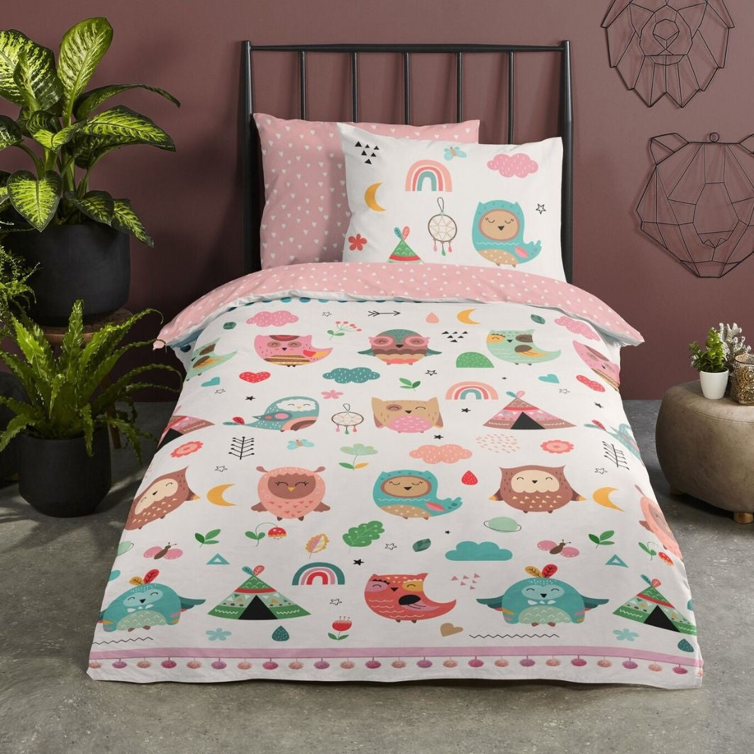 Kinderdekbedovertrek Wise - Katoen - 1-persoons (140x220 + 60x70 cm)