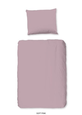 Ledikant dekbedovertrek uni roze - katoen - 100x135 + 40x60 cm