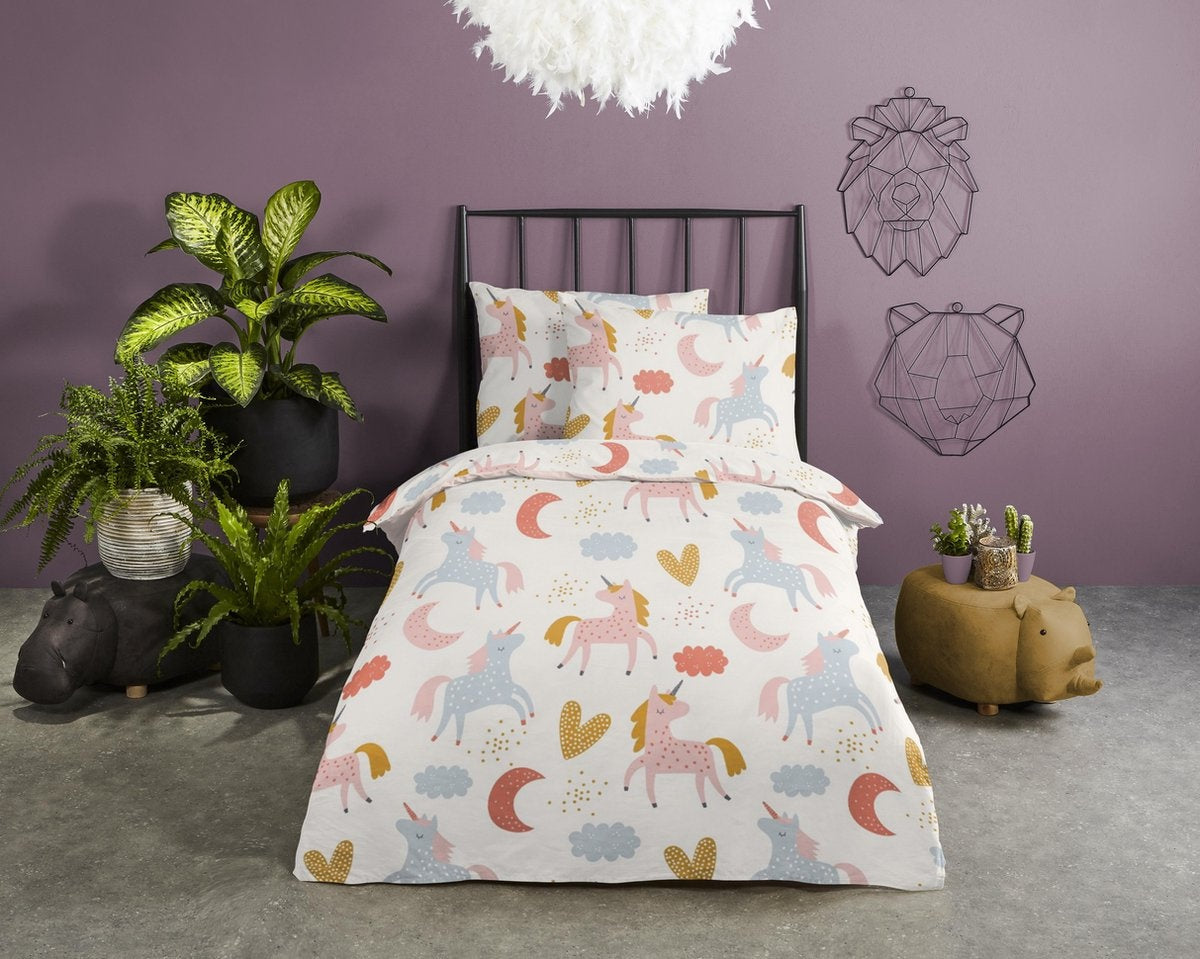 Ledikant dekbedovertrek Unicorn love - katoen - 100x135 cm