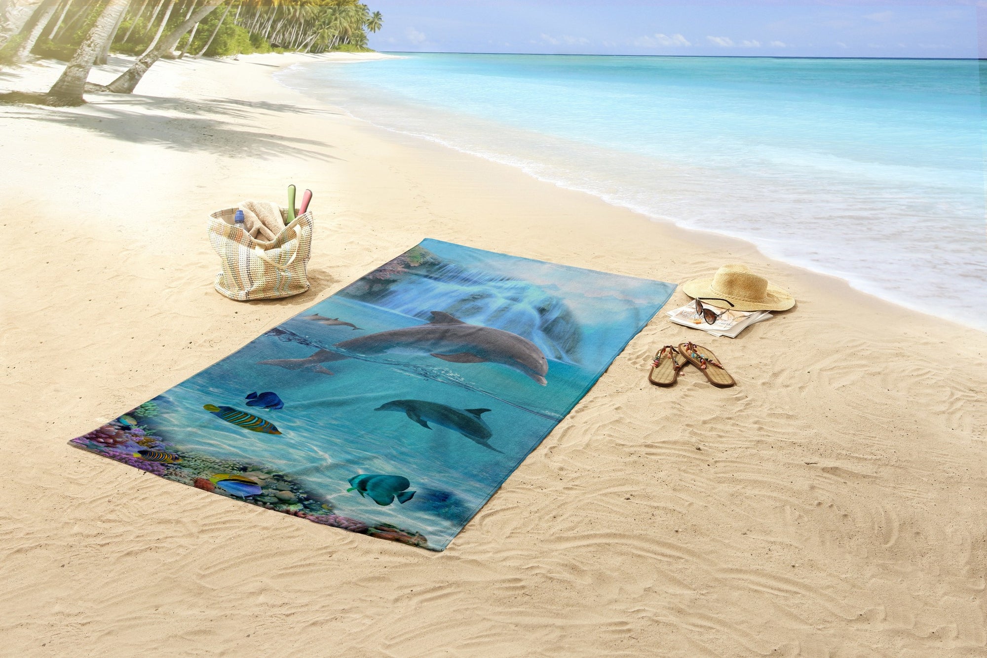 Strandlaken Dolfijnen - handdoek 75x150 cm