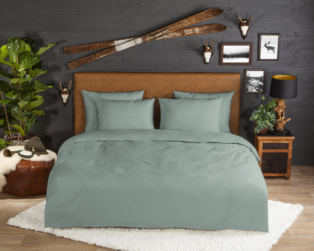 Good Morning dekbedovertrek uni - groen - flanel