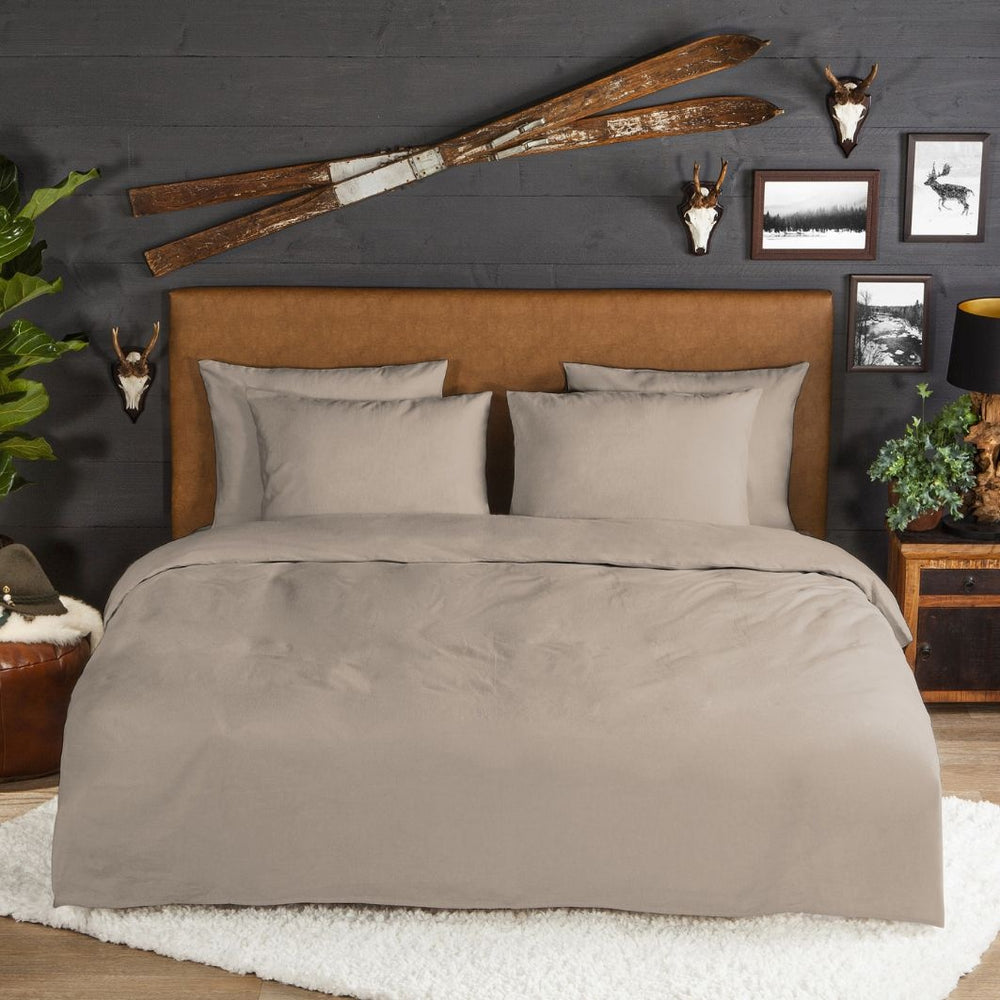 Good morning dekbedovertrek uni - zand - flanel