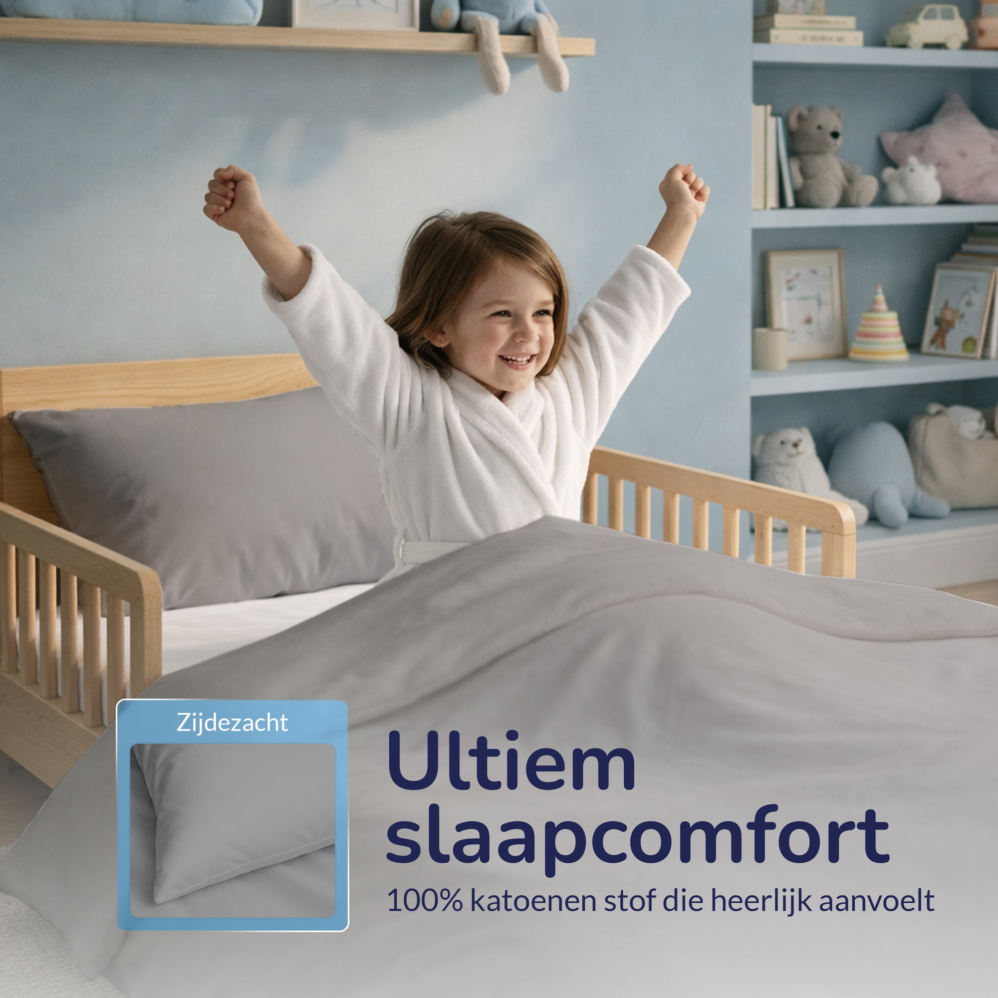 Decoware baby dekbedovertrek uni - Katoen - Grijs - 100x135 + 40x60 cm