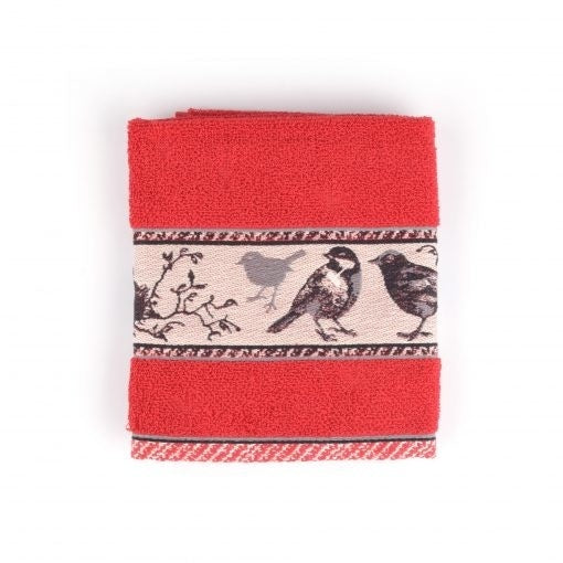 Handdoek Vogels rood