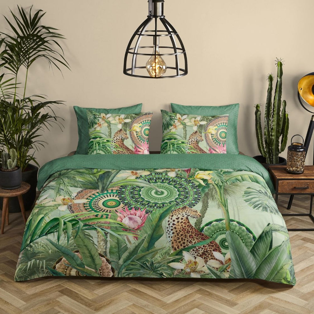 HiP dekbedovertrek Abhita - groen - Katoensatijn