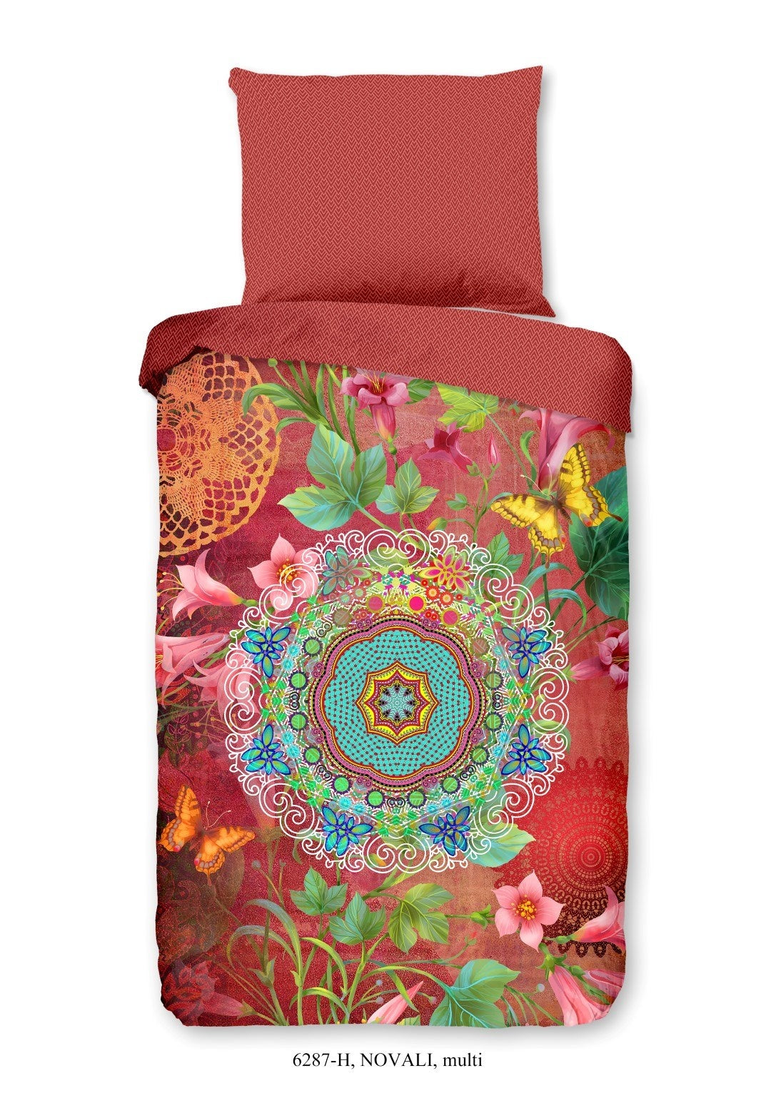 HiP dekbedovertrek Novali - rood - Katoensatijn - 1-persoons (140x220 + 60x70cm)