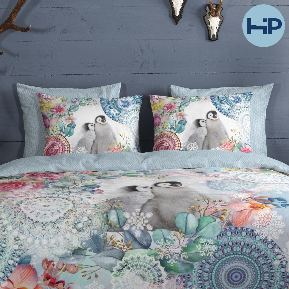 HiP dekbedovertrek Rachna pinguïns - Flanel - 1-persoons (140x220 + 60x70cm)