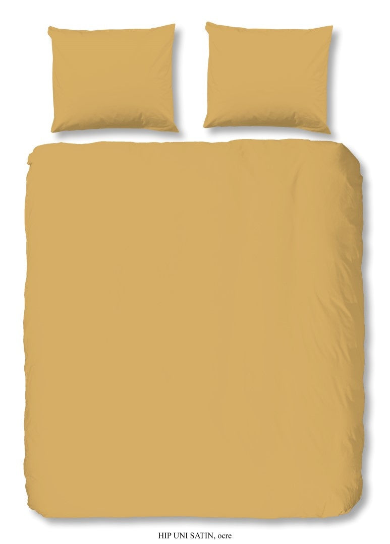 HiP dekbedovertrek uni - oker geel - Katoensatijn - 1-persoons (140x220 + 60x70cm)