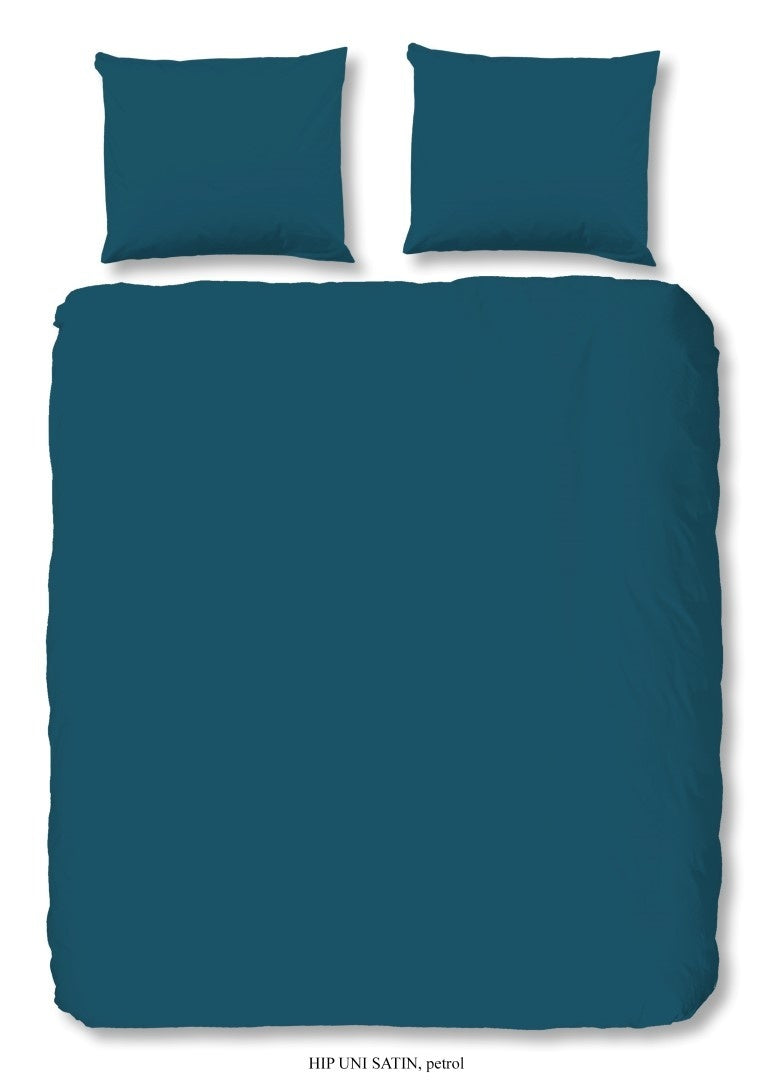 HIP dekbedovertrek uni - petrol - katoensatijn