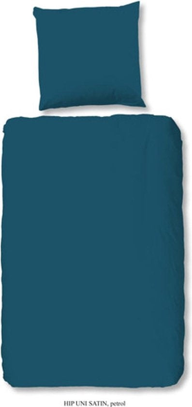 HIP dekbedovertrek uni - petrol - katoensatijn