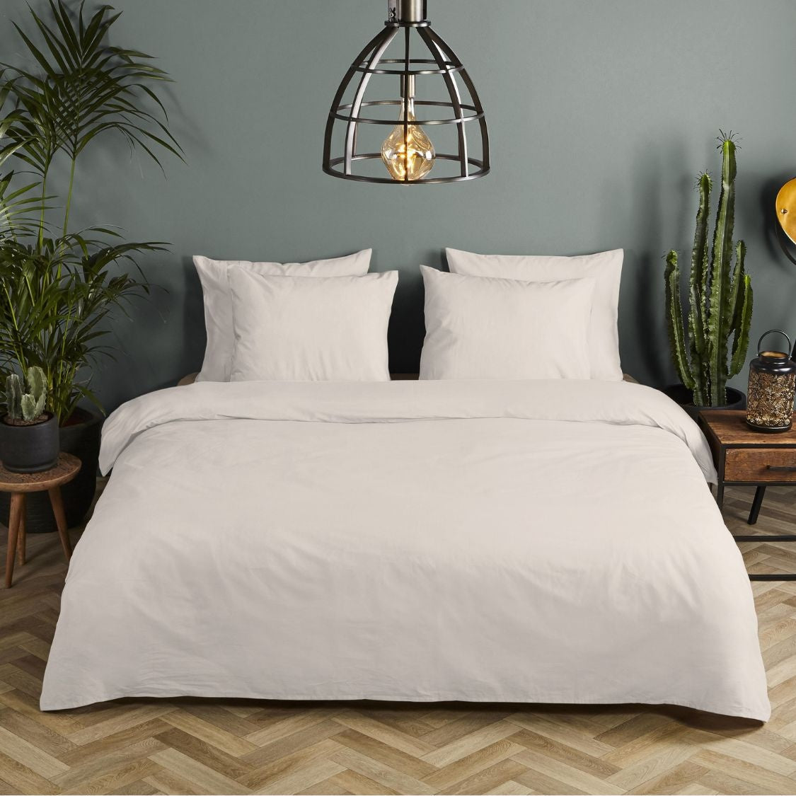 HiP dekbedovertrek Uni - Licht Zand - Katoen Satijn