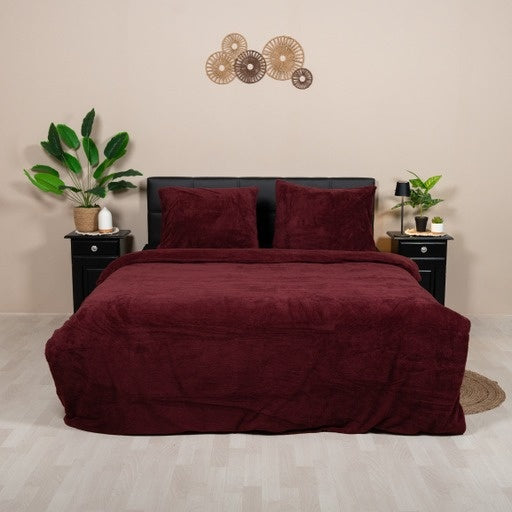 Teddy fleece dekbedovertrek - Wine - 2 kanten teddy - Lits-jumeaux XL (260x220 + 2st 60x70cm)
