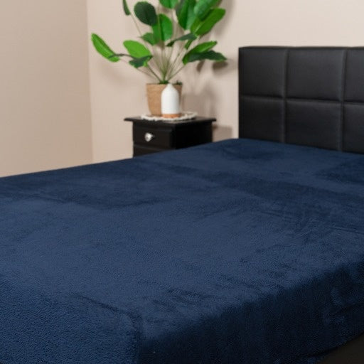 Teddy fleece hoeslaken - navy