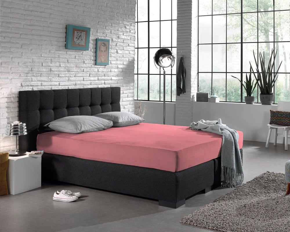 Hoeslaken - enkel jersey 135gr - roze