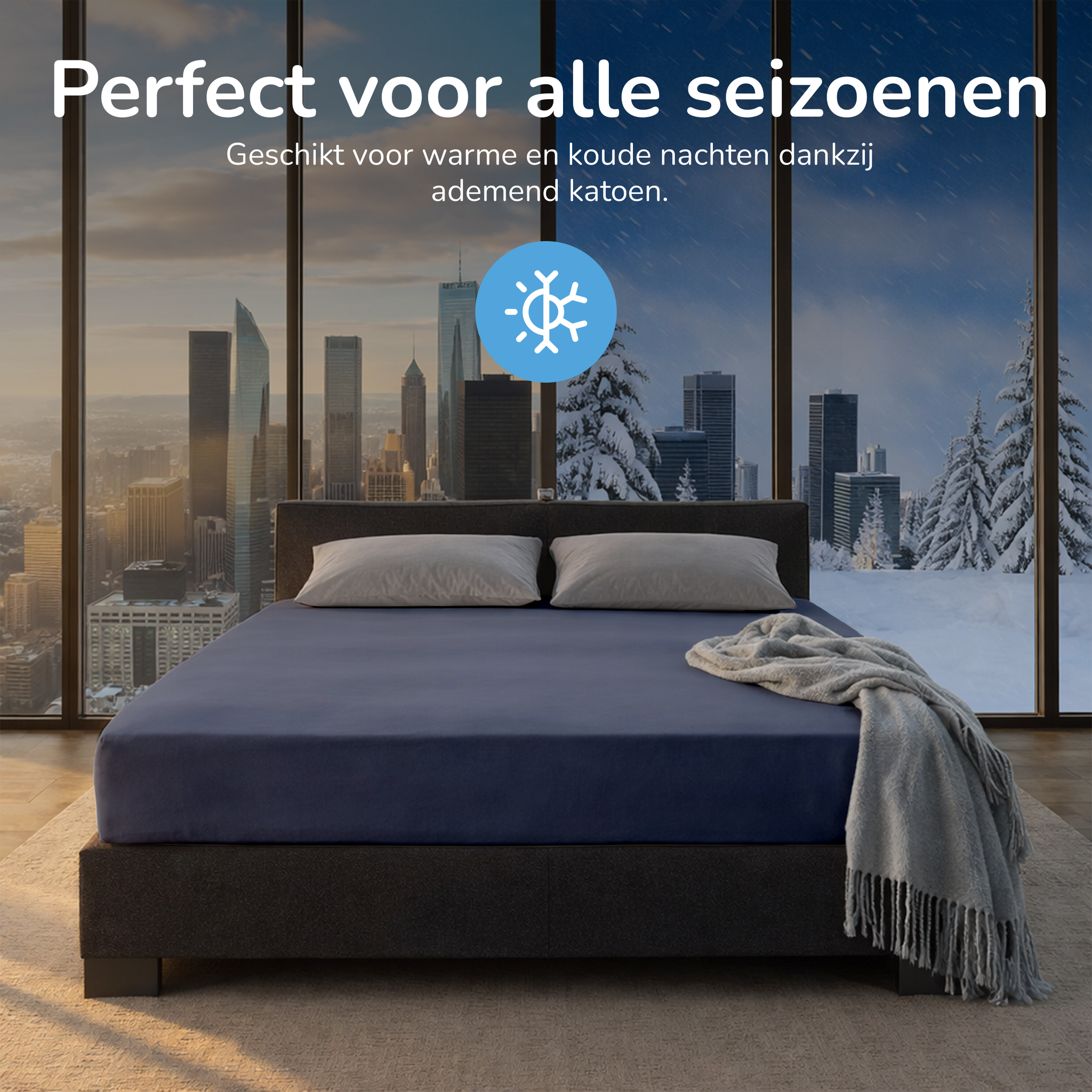 Decoware hoeslaken - katoen  - denim blauw