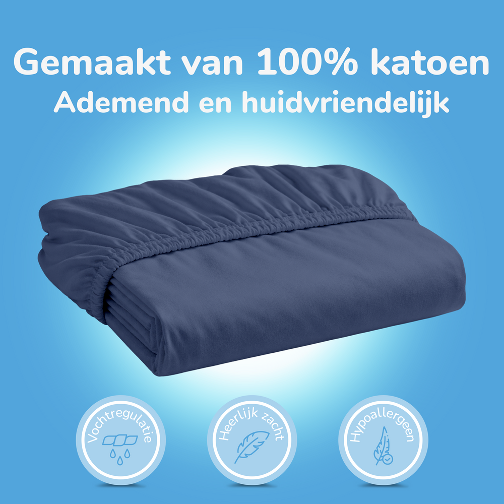 Decoware hoeslaken - katoen  - denim blauw