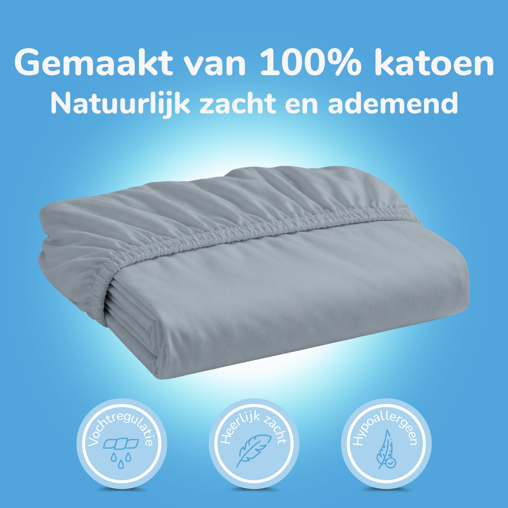 Decoware peuter hoeslaken - katoen - grijs - 70x150 cm