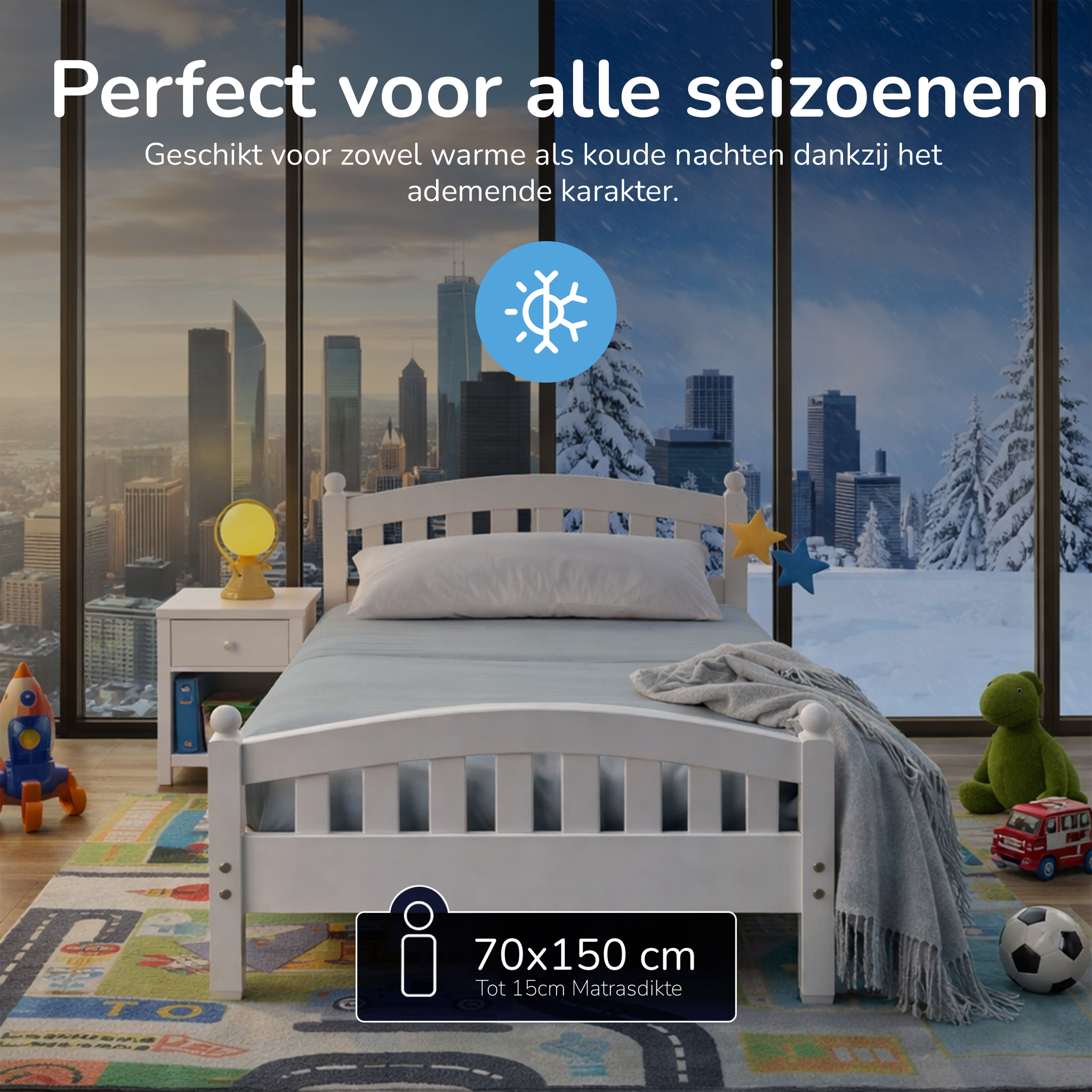 Decoware peuter hoeslaken - katoen - grijs - 70x150 cm