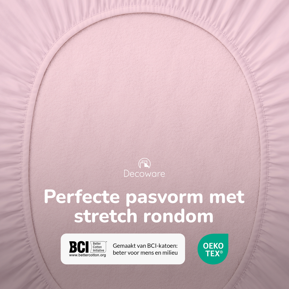 Decoware peuter hoeslaken - katoen - roze - 70x150 cm