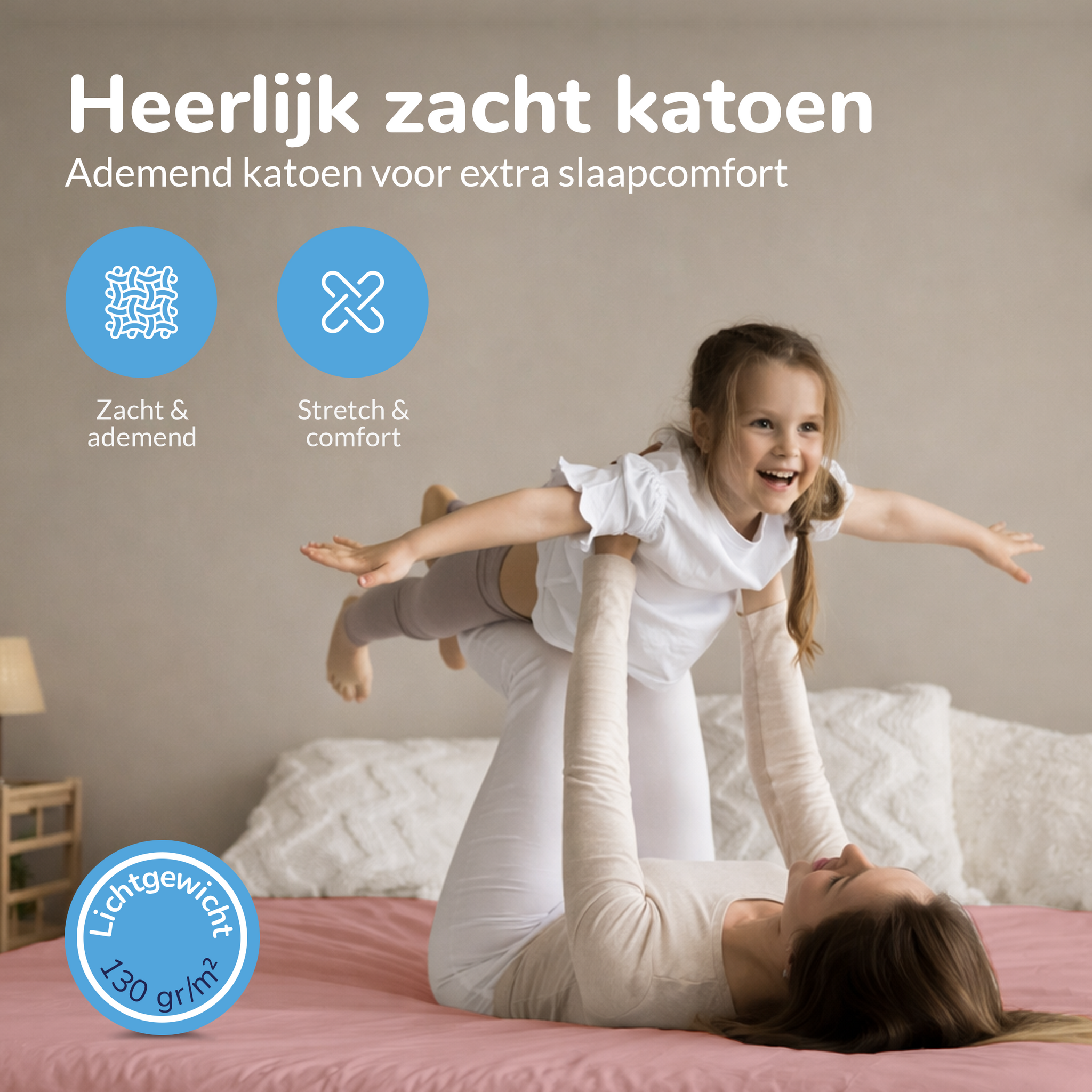 Decoware hoeslaken - Katoen  - Roze