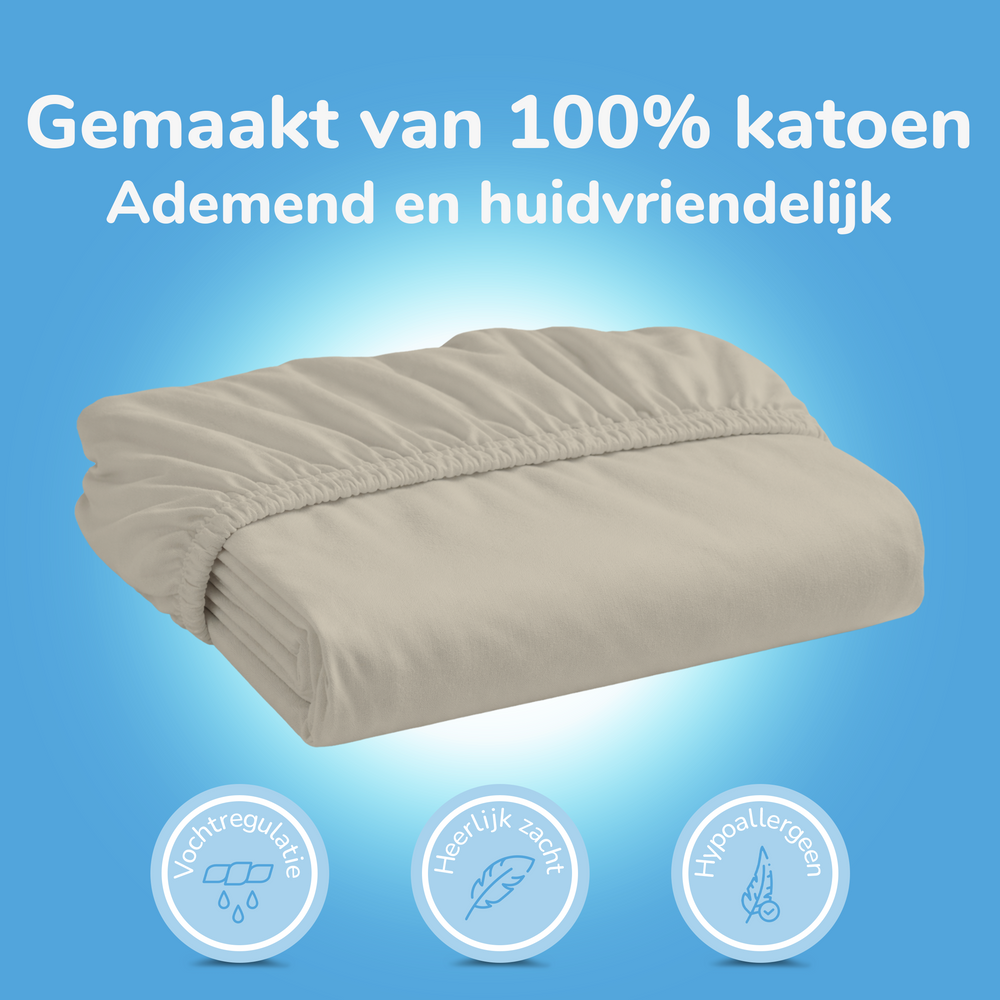 Decoware hoeslaken - katoen - zand