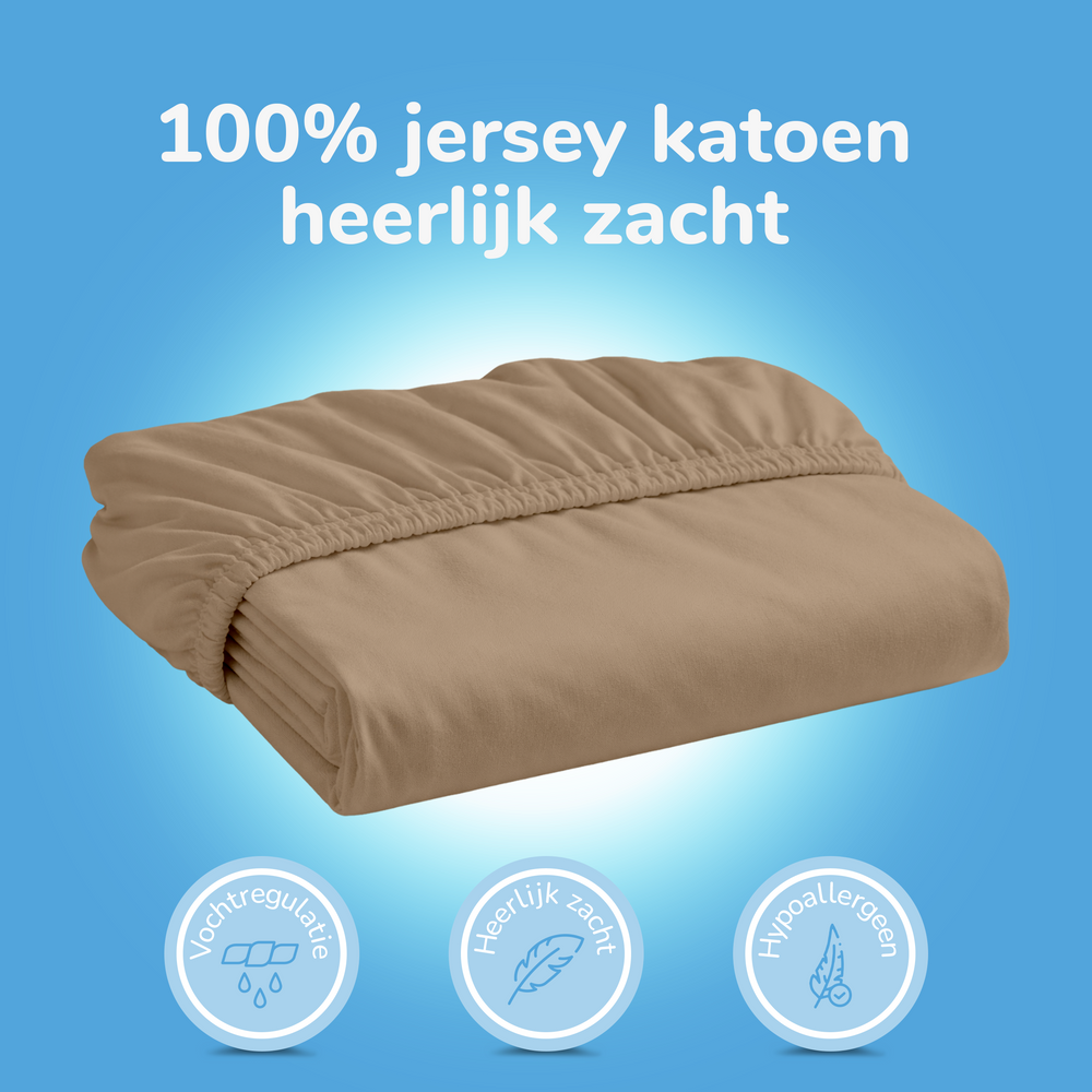 Decoware hoeslaken - jersey - zand
