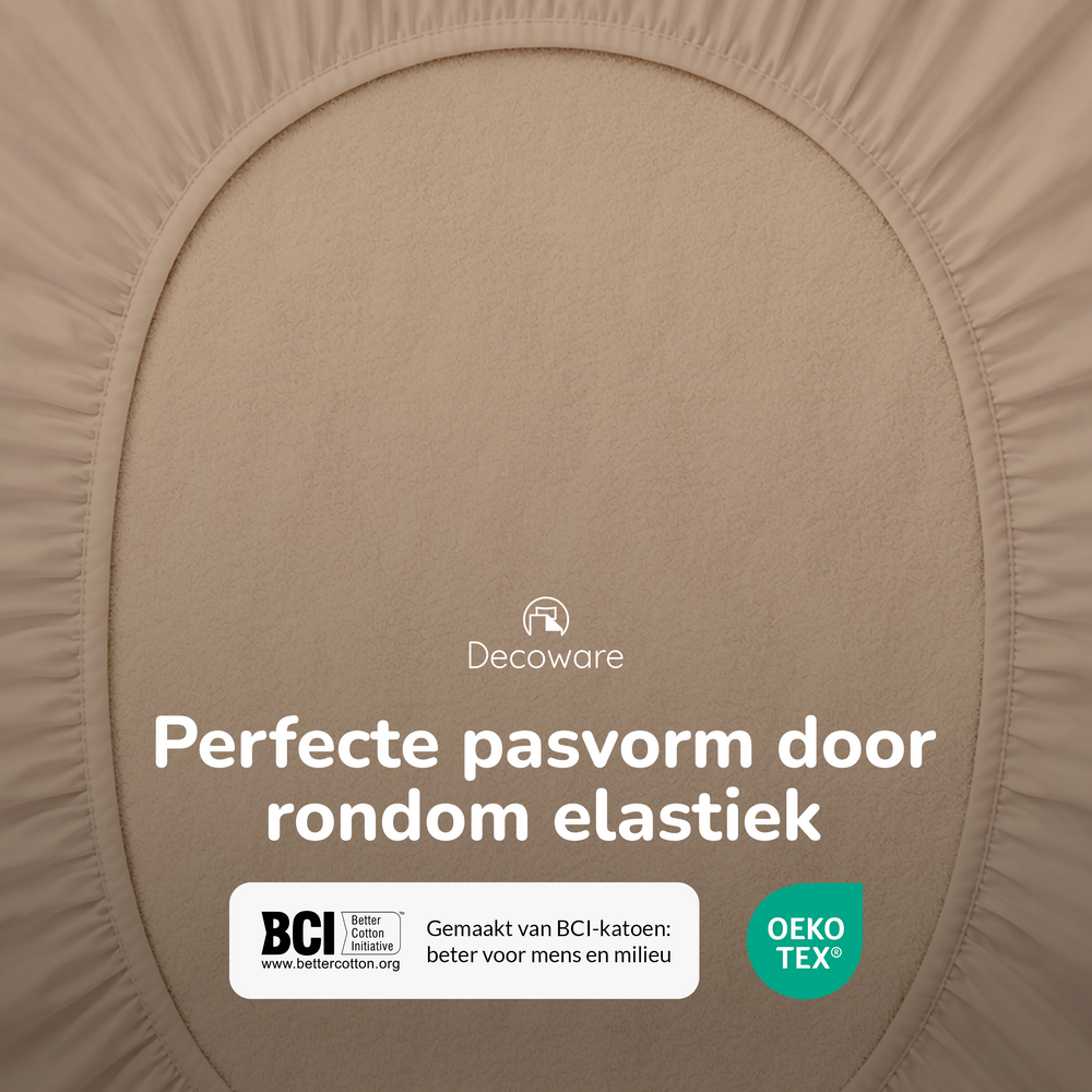Decoware hoeslaken - jersey - zand