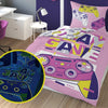 Glow in the dark dekbedovertrek Game roze - katoen - 1-persoons (140x200 + 70x80 cm)