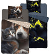 Glow in the dark dekbedovertrek Hond en poes - katoen - eenpersoons