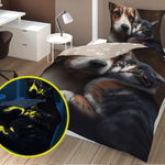 Glow in the dark kinderdekbedovertrek Hond en poes - katoen - 1-persoons (140x200+70x80 cm)