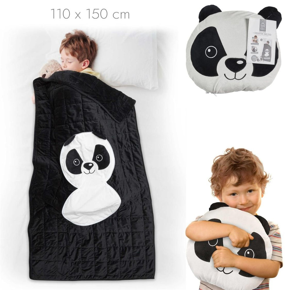 Logeerdeken 150x110 cm zwart panda - opvouwbaar