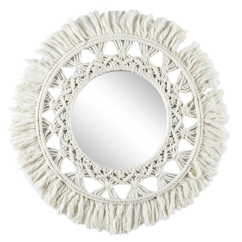 Home Deco Factory Wandspiegel Boho/Ibiza - macrame - rond - D55cm