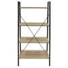Wandrek met 4 lagen - houten planken met zwart metalen frame