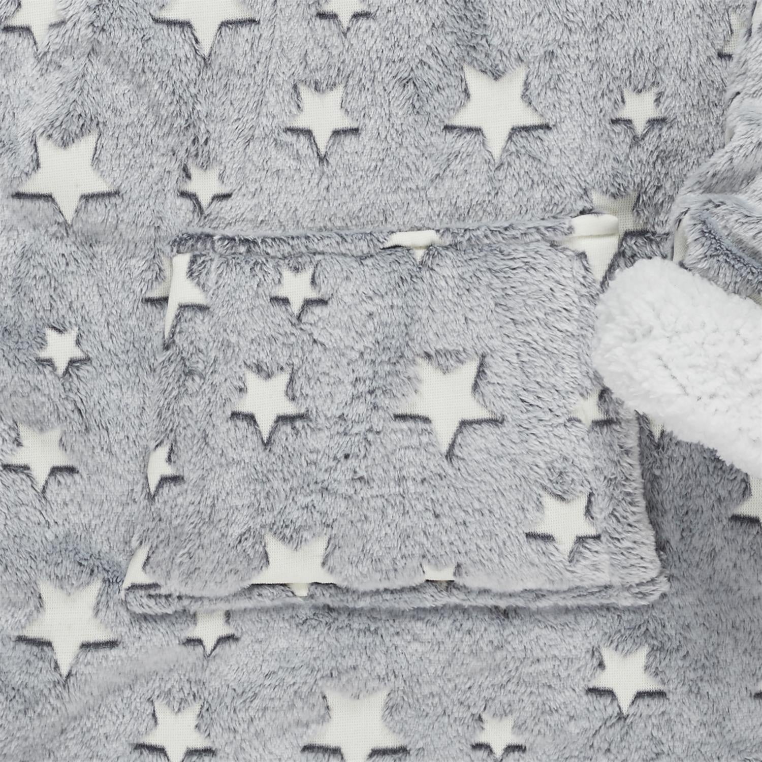 Hoodie kinderen - grijs met sterren - glow in the dark