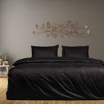 Hotelstreep dekbedovertrek - zwart - katoensatijn - 1-persoons (140x220 + 60x70cm)