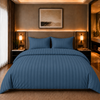 Decoware dekbedovertrek Hotelstreep - blauw - katoensatijn