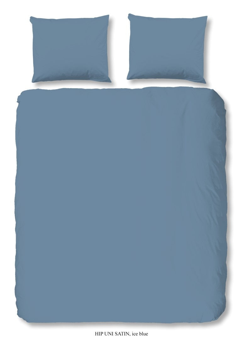 HIP dekbedovertrek uni - blauw- katoensatijn