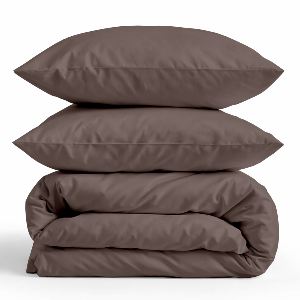 Decoware dekbedovertrek uni - Katoensatijn - Bruin