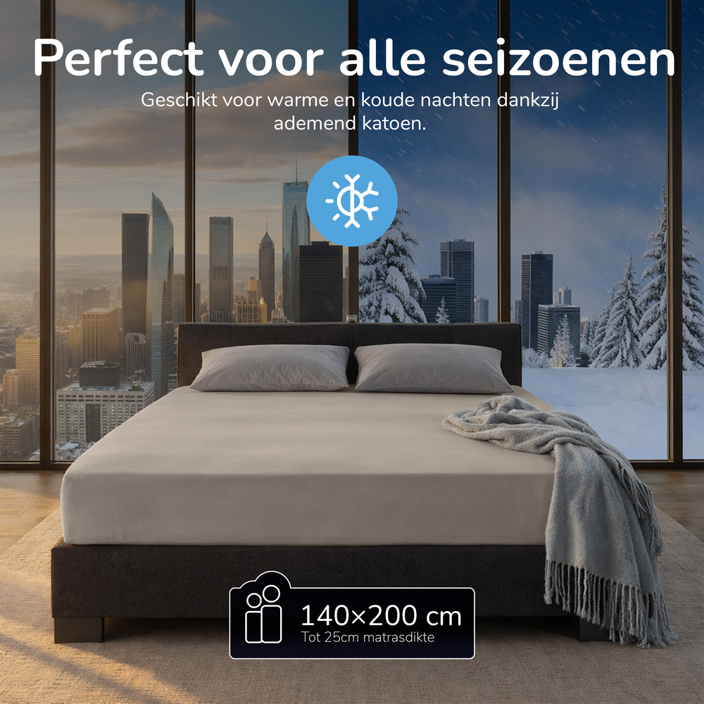 Decoware hoeslaken - jersey - lichtzand
