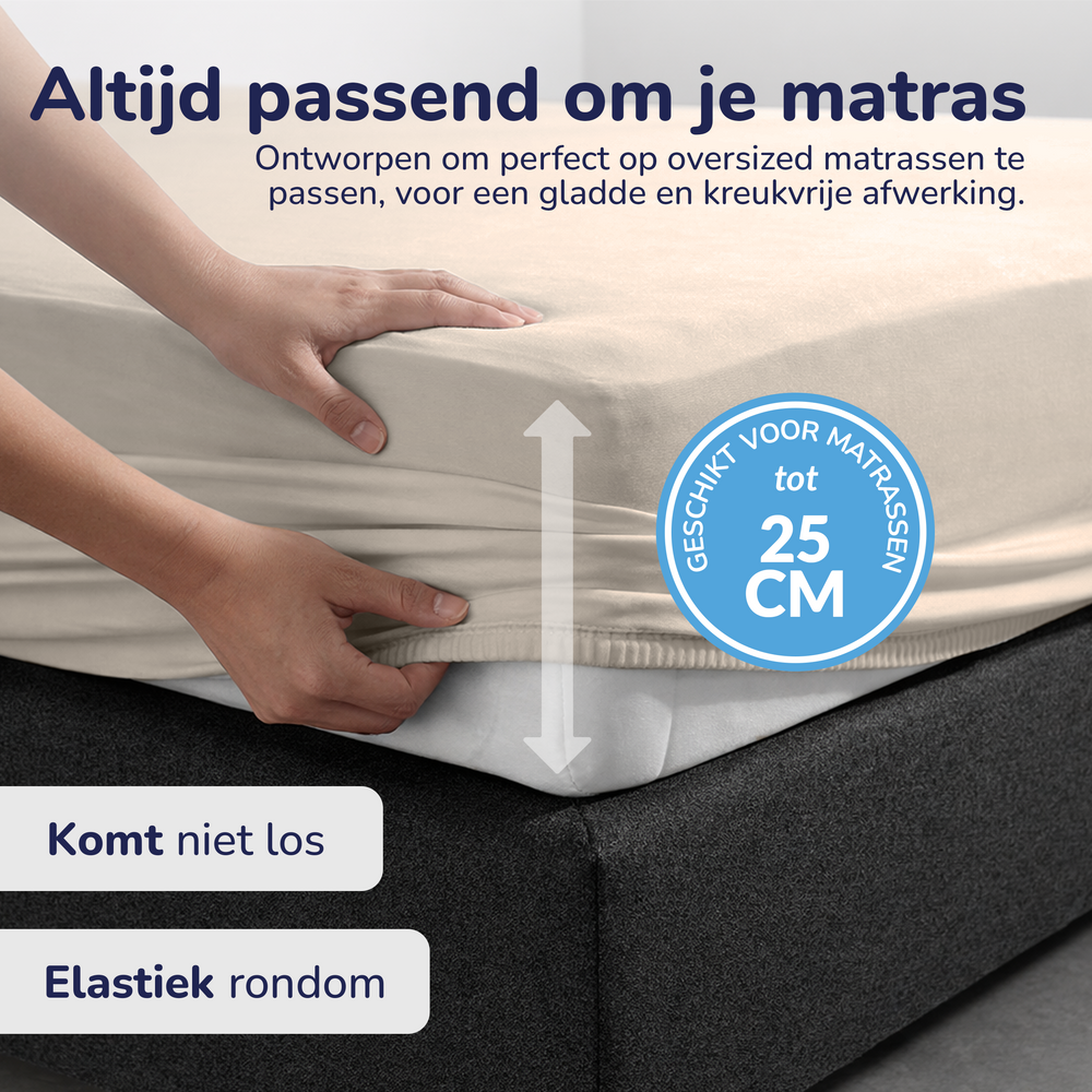 Decoware hoeslaken - jersey - lichtzand