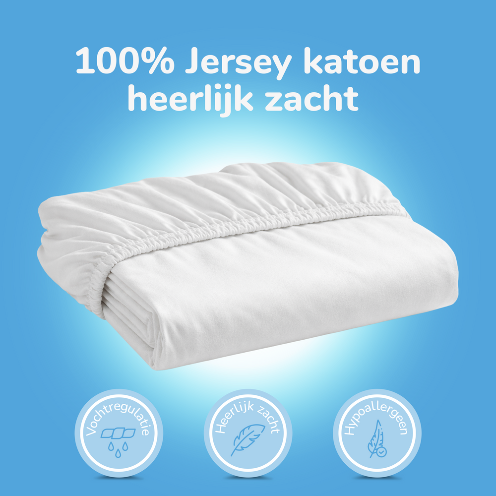 Decoware ledikant hoeslaken - jersey - wit - 60x120 cm