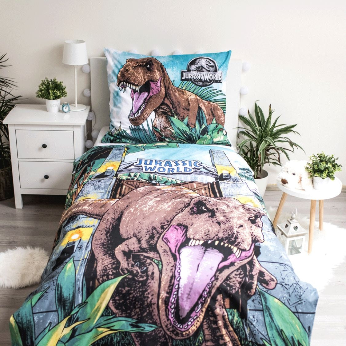Jurassic World glow in the dark dekbedovertrek Roar - katoen - 1-prsoons (140x200 + 70x90 cm)