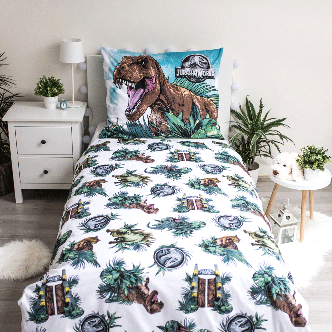 Jurassic World glow in the dark dekbedovertrek Roar - katoen - 1-prsoons (140x200 + 70x90 cm)