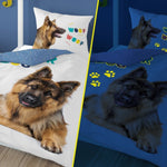 Glow in the dark dekbedovertrek Herdershond  - katoen - 1-persoons (140x200 + 70x80 cm)