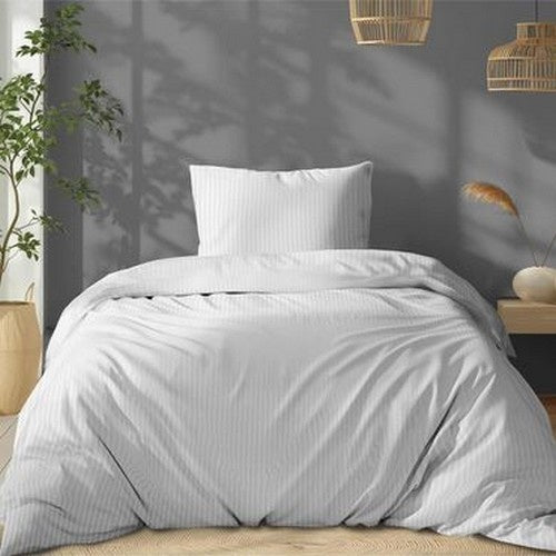 Pure dekbedovertrek Hotelstreep - wit - katoen - 1-persoons (140x200 + 70x80 cm)