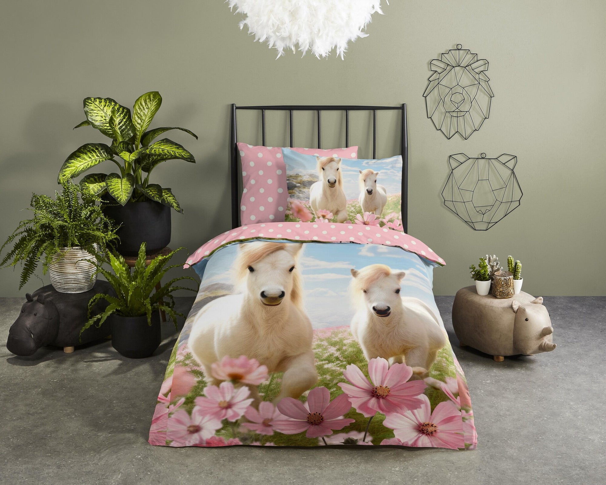 Kinderdekbedovertrek Philou - Katoen - 1-persoons (140x220 + 60x70 cm)