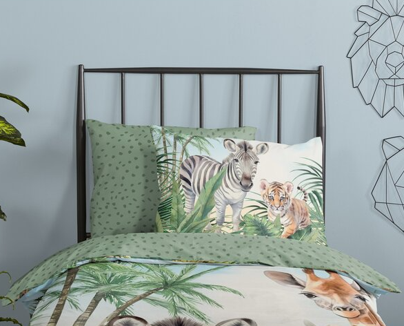 Kinderdekbedovertrek Thabo jungle - Katoen - 1-persoons (140x220 + 60x70 cm)