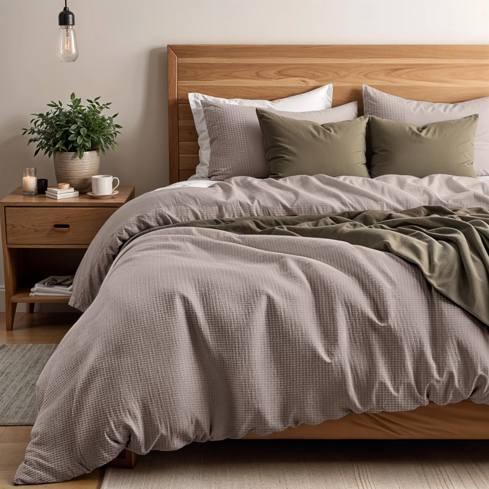Primaviera Deluxe dekbedovertrek Waffle - Taupe - Katoen percale