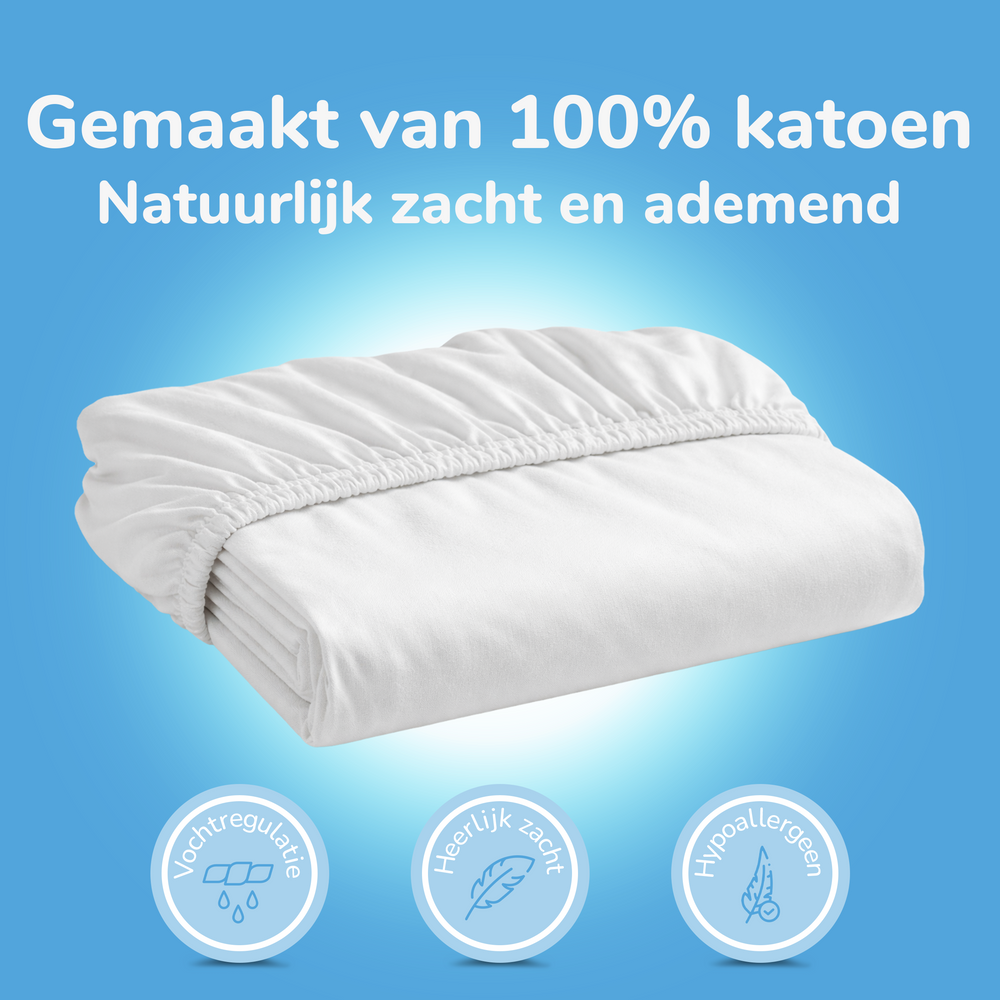 Decoware ledikant hoeslaken - katoen - wit - 60x120 cm